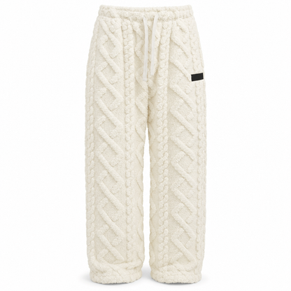 🔥 Cozy Texture | Women’s Flannel-Lined Embossed Straight-Leg Lounge Pants