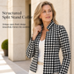 🖤 Houndstooth Detail, Flattering Tailored Fit | Women's Split-Collar Coat ⚡ Free Shipping