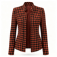 🖤 Houndstooth Detail, Flattering Tailored Fit | Women's Split-Collar Coat ⚡ Free Shipping