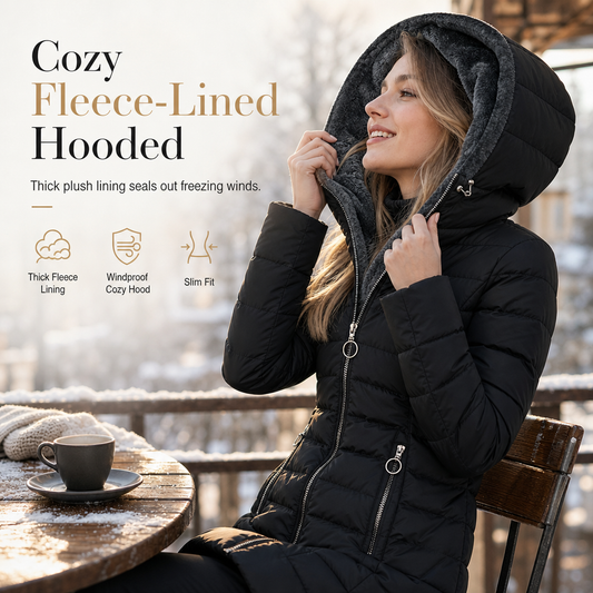 Hot Sale 50% OFF💖Women's Mid-Length Fleece Lined Hooded Coat