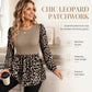 🐆 Leopard Contrast, Flattering Tunic Length | Women's Relaxed Long-Sleeve Top