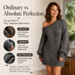 🧶 Off-Shoulder Elegance, Cozy Knit Style | Women's Sweater Dress