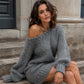 🧶 Off-Shoulder Elegance, Cozy Knit Style | Women's Sweater Dress