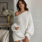 🧶 Off-Shoulder Elegance, Cozy Knit Style | Women's Sweater Dress