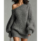 🧶 Off-Shoulder Elegance, Cozy Knit Style | Women's Sweater Dress