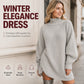 🧶 Cozy High Neck, Flattering Relaxed Drape | Women's Knit Sweater Dress