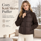 🧶 Knit Sleeves, Puffer Warmth | Women's Cable-Knit Patchwork Jacket ⚡ Free Shipping