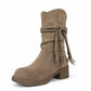 👢 Western Fringe, Steadier Steps | Women's Slouchy Mid-Calf Boots ⚡ Free Shipping