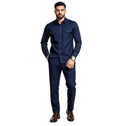 Hot Sale 50% OFF🔥Men Two Piece Polyester Shirt Pants Set