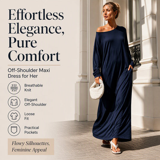 🌸Hot Sale 50% OFF💖Women's Off-Shoulder Long Sleeve Maxi Dress