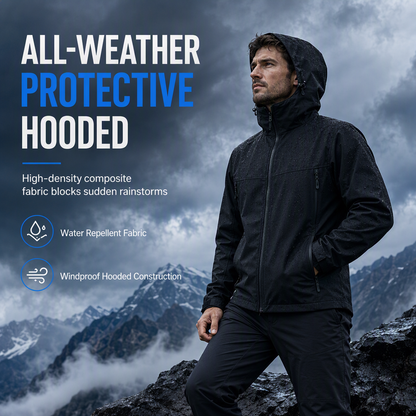 🔥 LAST DAY SALE 50% OFF! 🧥 Unisex Outdoor Hooded Softshell Jacket – Windproof & Water-Resistant 🌧️