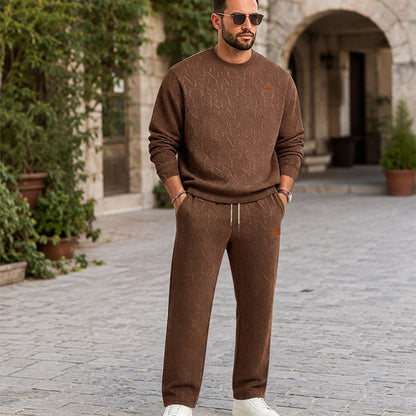 Hot Sale 50% OFF🔥Men's Jacquard Letter Sweatshirt & Drawstring Pants Set