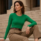 🧶 Ribbed Texture, Easy Everyday Fit | Women's Classic Crew-Neck Knit Top🧥