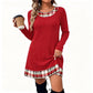 Hot Sale 50% OFF💖Women's Casual Plaid Patchwork Knit Dress