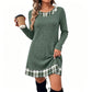 Hot Sale 50% OFF💖Women's Casual Plaid Patchwork Knit Dress