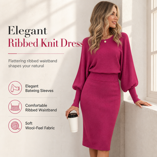 Hot Sale 50% OFF💖Women's Long Sleeve Knit Sweater Dress