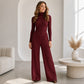 🌸Hot Sale 50% OFF💖Women's Turtleneck Knit Top and Wide-Leg Pants Set