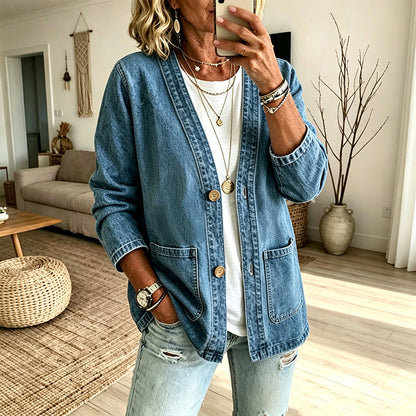 Hot Sale 50% OFF💖Women's Casual V-Neck Denim Cardigan