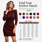 Hot Sale 50% OFF💖Women's Crew Neck Ribbed Knit Bodycon Dress