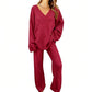 Hot Sale 50% OFF💖Women's Knit V-Neck Sweater & Wide-Leg Pants Set
