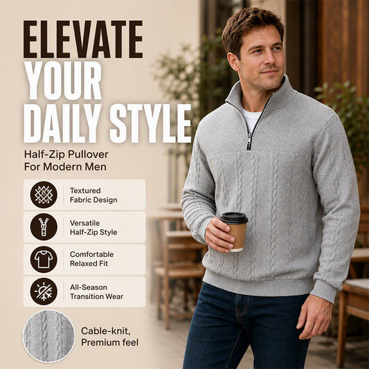 Hot Sale 50% OFF💥Men's Casual Jacquard Half-Zip Sweatshirt
