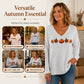 🌸Hot Sale 50% OFF💖Women's Pumpkin Print V-Neck Long Sleeve Top