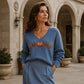 🌸Hot Sale 50% OFF💖Women's Pumpkin Print V-Neck Long Sleeve Top