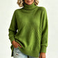🧶 Relaxed Ribbed Fit, Easy Side-Slit Style | Women's Turtleneck Sweater