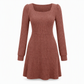 ✨ Easy Feminine Style | Women’s Square-Neck Ribbed Babydoll Dress with Pockets