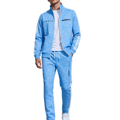 Hot Sale 50% OFF🔥Men's Geometric Print Full-Zip Jacket & Pants Set