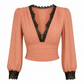 🌸Hot Sale 50% OFF💖Women's Deep V-Neck Lace Long Sleeve Top