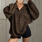 🌸Hot Sale 50% OFF💖Women's Leopard Print Quarter-Zip Sweatshirt