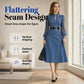 👗 Cinched Waist, Sheer Sleeve Detail | Women's Slimming Denim Dress