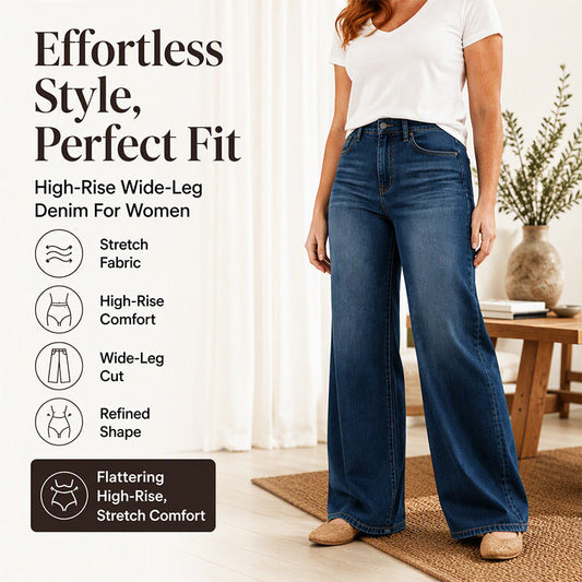 🌸Hot Sale 50% OFF💖Women's High-Rise Wide-Leg Stretch Jeans