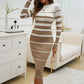 💃Bodycon Fit, Confident Curves🧶 Women's Striped Knit Dress – Hugs Your Silhouette, Flattering & Polished ✨