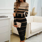 💃Bodycon Fit, Confident Curves🧶 Women's Striped Knit Dress – Hugs Your Silhouette, Flattering & Polished ✨