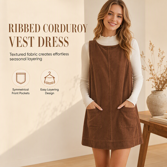🌸Hot Sale 50% OFF💖Women's Casual Corduroy Sleeveless Tank Dress