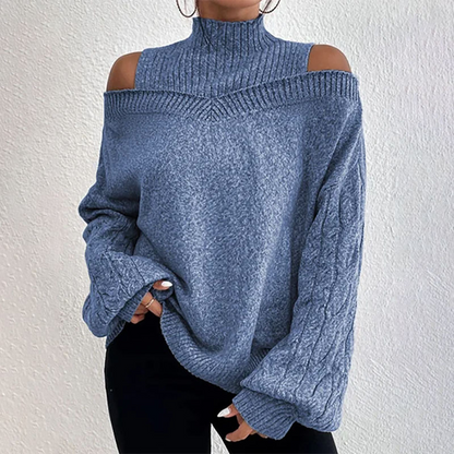 🍂Autumn Hot Sale 60% OFF🔥Women’s Fashion High Neck Off-Shoulder Knit Sweater