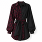 🖤Black Friday Sale:50% OFF🖤 🐆Women's Leopard Print Contrast Patchwork Long Sleeve Shirt Mini Dress with Belt