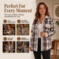 ✨ Women's Casual Outerwear with Color-Blocked Plaid Pattern