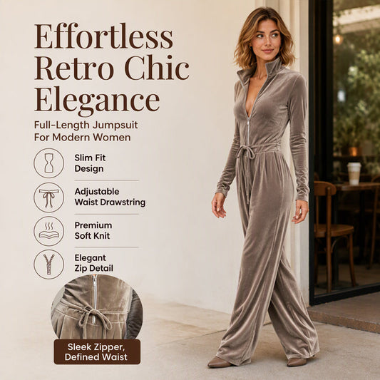 🌸Hot Sale 50% OFF💖Women's Chic Stand Collar Velvet Jumpsuit