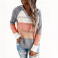 🌸Hot Sale 50% OFF💖Women's Color Block Hollow-Out Knit Hoodie