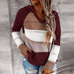 🌸Hot Sale 50% OFF💖Women's Color Block Hollow-Out Knit Hoodie