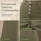 🖤Black Friday Sale:50% OFF🖤 Women's Olive Green High-Waisted Multi-Button Flare Jeans with Vertical Front Seams