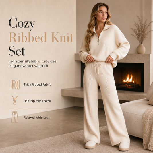 Women's Knitted Pullover & Wide-Leg Pants 2-Piece Set