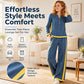 Women's Colorblock Long Sleeve Top & Wide-Leg Pants Set