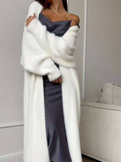 💖Black Friday Mega Deal – 50% off!💖 🧸Women's Faux Mink Fleece Long Cardigan Sweater Fluffy Oversized Knit Coat for Autumn and Winter