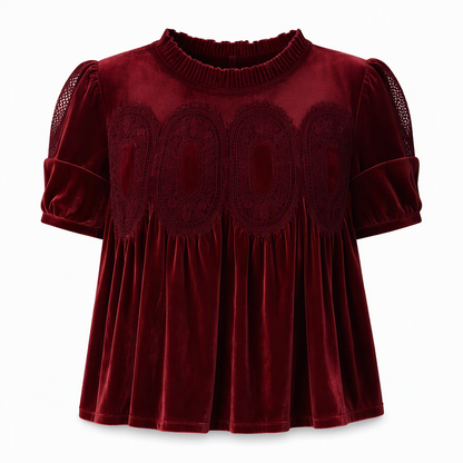 🌸Hot Sale 50% OFF💖Women's Solid Short Sleeve Top with Ruffle Collar