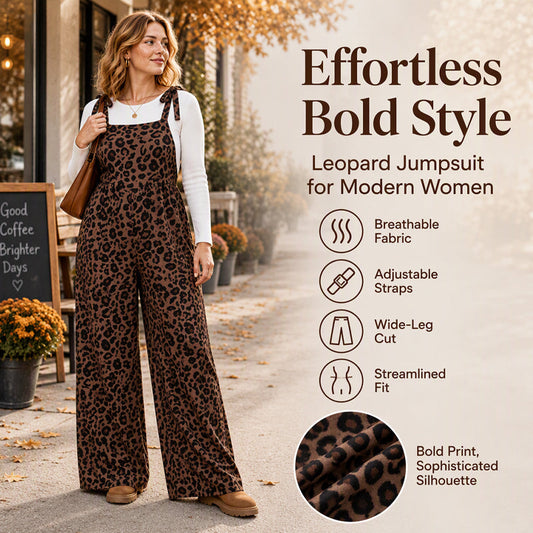 🌸Hot Sale 50% OFF💖Women's Leopard Print Wide-Leg Jumpsuit