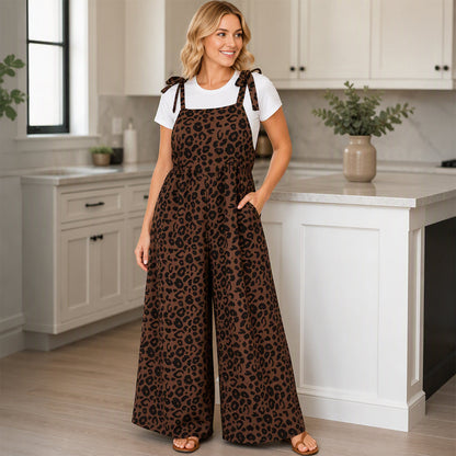 🌸Hot Sale 50% OFF💖Women's Leopard Print Wide-Leg Jumpsuit